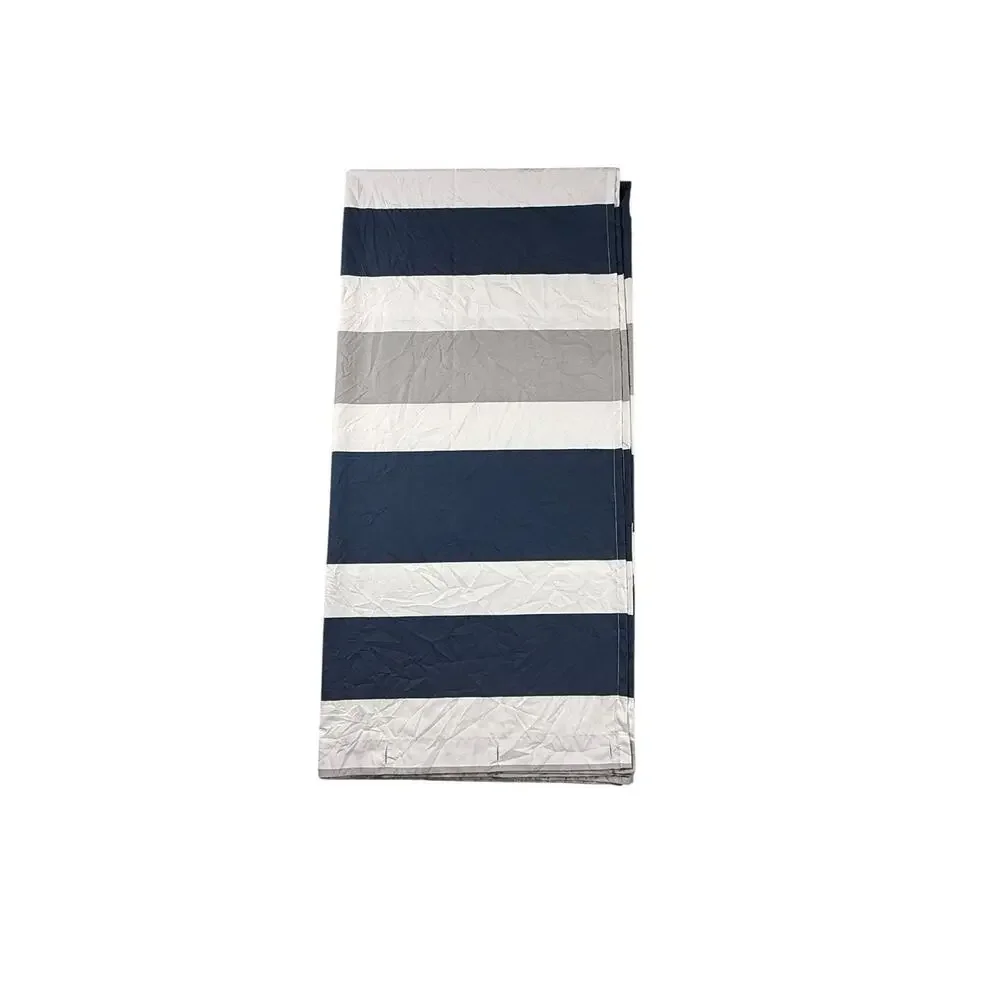 Sweet Jojo Striped Shower Curtain Navy Blue White Gray 72 in Long Polyester